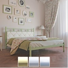 Кровать металлическая Белла, бежевый/белый бархат/белый (Металл-Дизайн) в Кишиневе