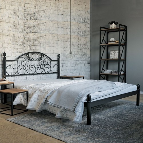 Кровать металлическая Франческа, черный бархат/черный (Металл-Дизайн) в Кишиневе