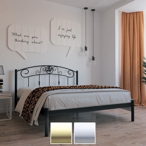 Кровать металлическая Монро, бежевый/белый бархат (Металл-Дизайн) в Кишиневе