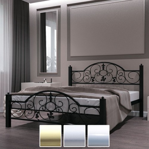 Кровать металлическая Жозефина, бежевый/белый бархат/белый (Металл-Дизайн) в Кишиневе
