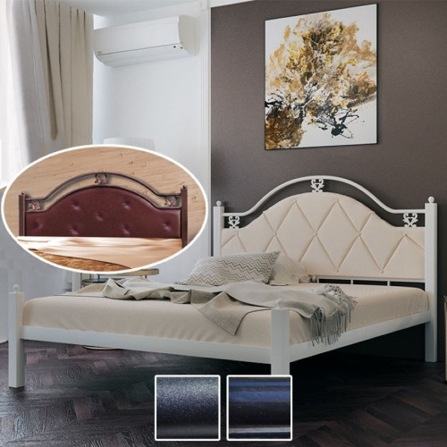 Кровать металлическая Эсмеральда, черный бархат/черный (Металл-Дизайн) в Кишиневе