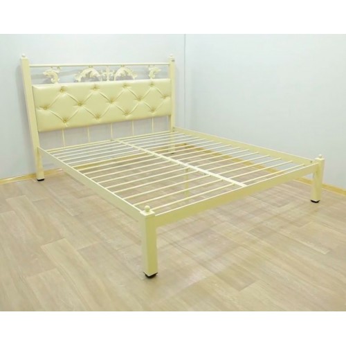 Кровать металлическая Стелла, бежевый/белый бархат/белый (Металл-Дизайн) в Кишиневе