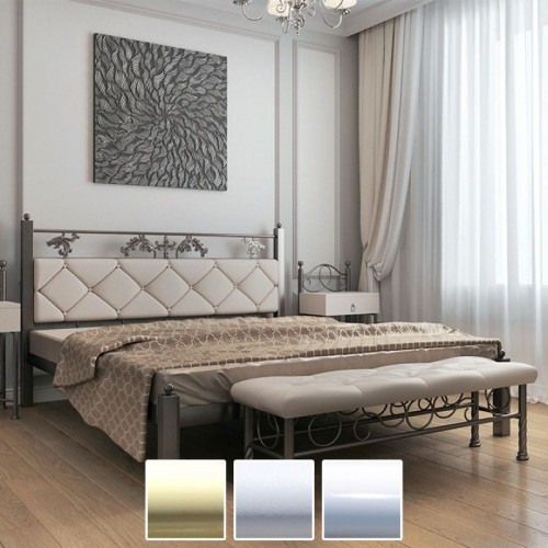 Кровать металлическая Стелла, бежевый/белый бархат/белый (Металл-Дизайн) в Кишиневе