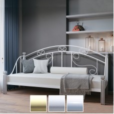 Кровать-диван металлическая Орфей, бежевый/белый бархат/белый (Металл-Дизайн) в Кишиневе