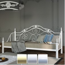 Кровать-диван металлическая Леон, бежевый/белый бархат/белый (Металл-Дизайн) в Кишиневе