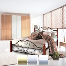 Кровать Джоконда на деревянных ногах, бежевый/белый бархат/белый (Металл-Дизайн) в Кишиневе