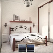 Кровать Диана на деревянных ногах, черный бархат/черный (Металл-Дизайн) в Кишиневе
