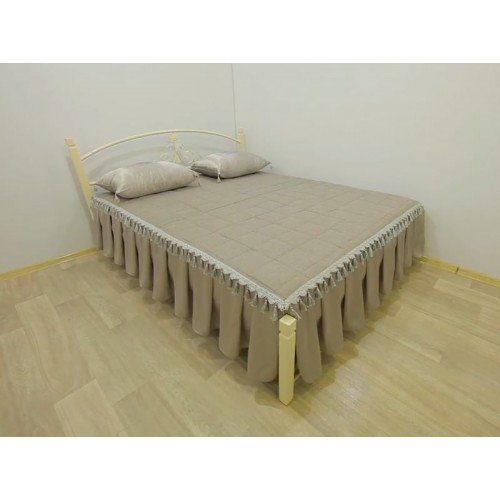 Кровать Кассандра на деревянных ногах, бежевый/белый бархат/белый (Металл-Дизайн) в Кишиневе