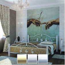 Кровать Жозефина на деревянных ногах, бежевый/белый бархат/белый (Металл-Дизайн) в Кишиневе