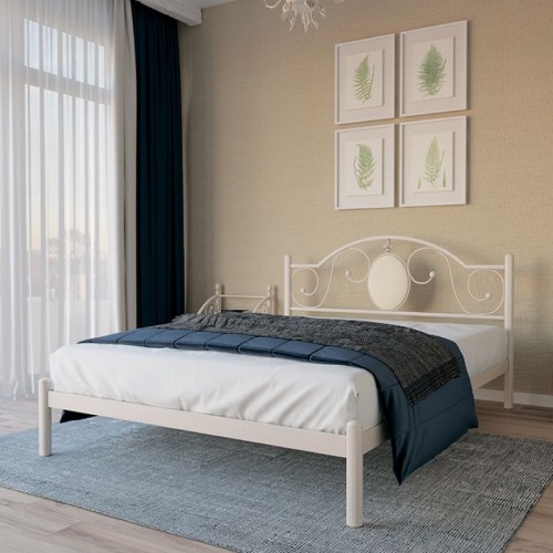 Кровать металлическая Лаура, бежевый/белый бархат (Металл-Дизайн) в Кишиневе
