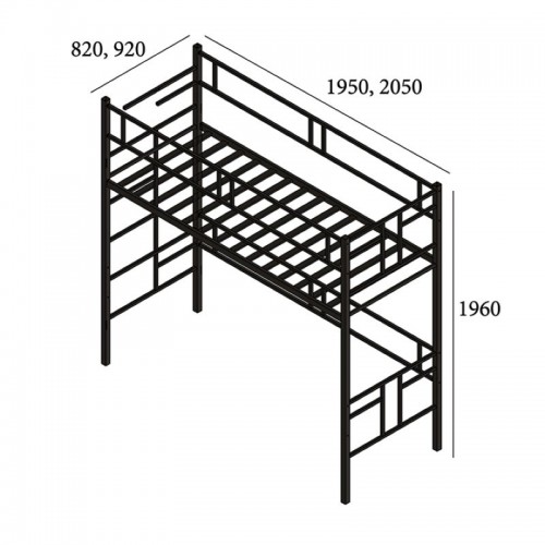 Двухъярусная кровать-чердак Квадро LOFT, черный бархат (Металл-Дизайн) в Кишиневе